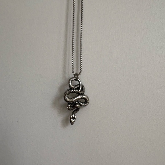 Silver Snake Pendant Necklace - Picture 1 of 2